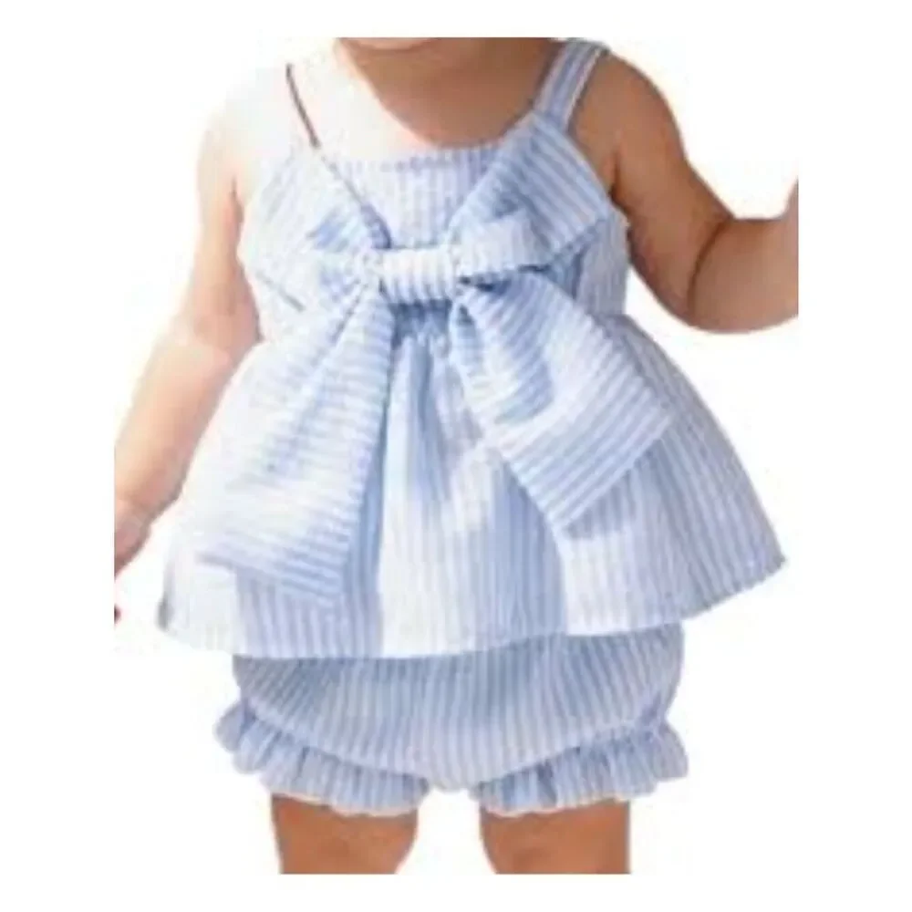 Sunshine Play Bubble Strap Set 2pcs Bow Top & Shorts, Cute Outdoor Outfit